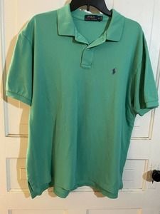 Polo Ralph Lauren Polo Shirt Mens XL Green Short Sleeve Purple Pony Cotton Golf
